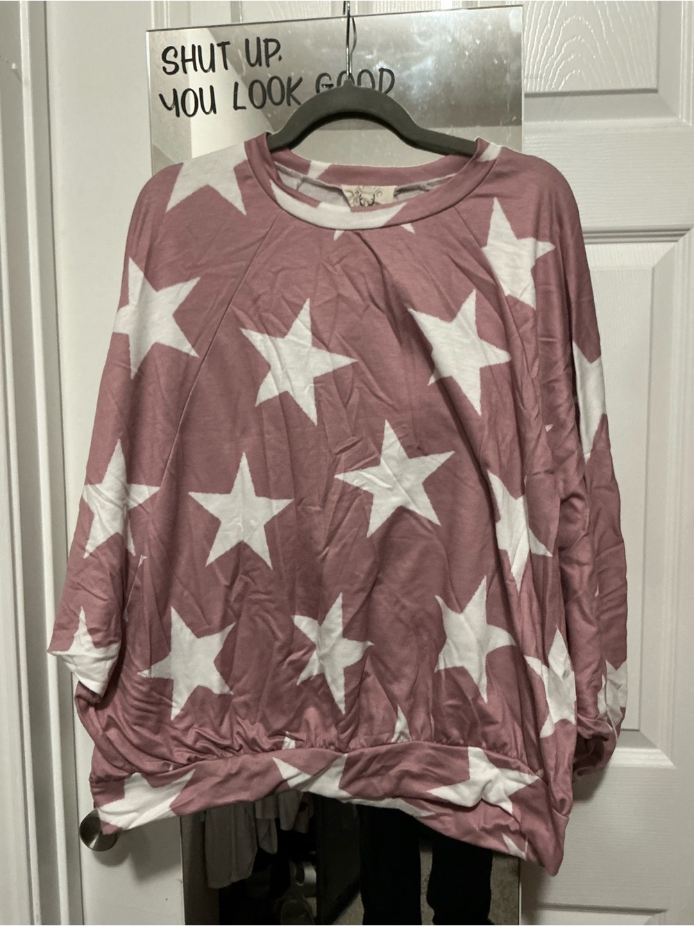 Fantastic Fawn Dusty Rose Star Print Raglan Sweatshirt